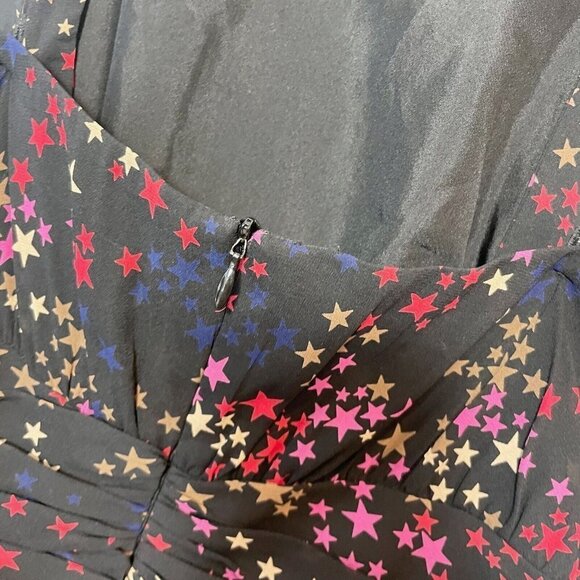 Trina Turk Womens Sleeveless Silk Halter Mini Dress Black 2 Star Print Pleated - Picture 3 of 9